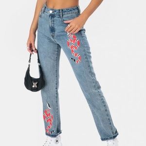 High Waisted Snake Jeans